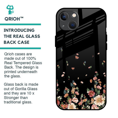 Floating Floral Print Glass Case for iPhone 13