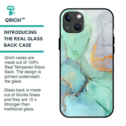 Green Marble Glass Case for iPhone 13