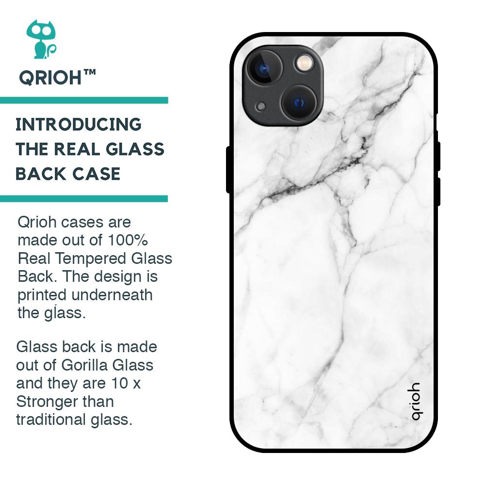 Modern White Marble Glass Case for iPhone 13