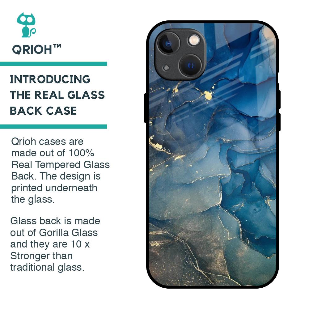 Blue Cool Marble Glass Case for iPhone 13