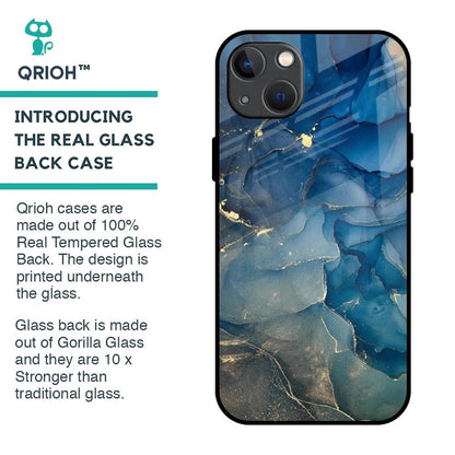 Blue Cool Marble Glass Case for iPhone 13