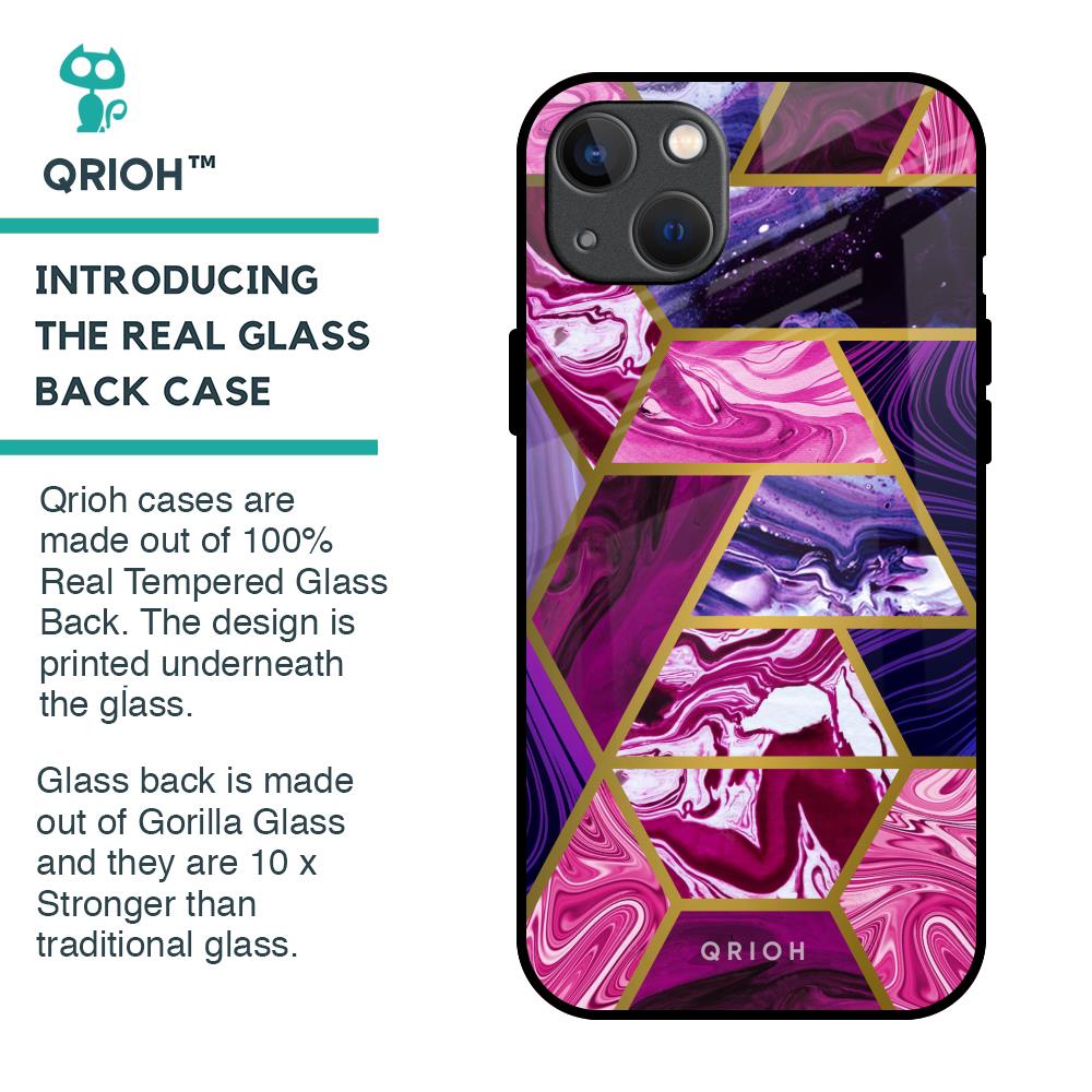 Electroplated Geometric Marble Glass Case for iPhone 13