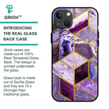 Purple Rhombus Marble Glass Case for iPhone 13
