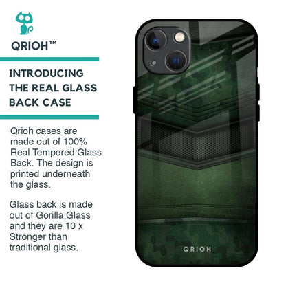 Green Leather Glass Case for iPhone 13