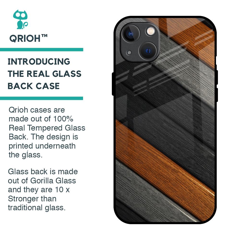 Tri Color Wood Glass Case for iPhone 13