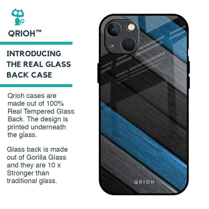 Multicolor Wooden Effect Glass Case for iPhone 13