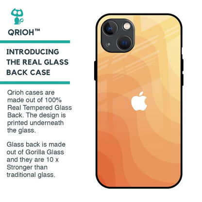 Orange Curve Pattern Glass Case for iPhone 13