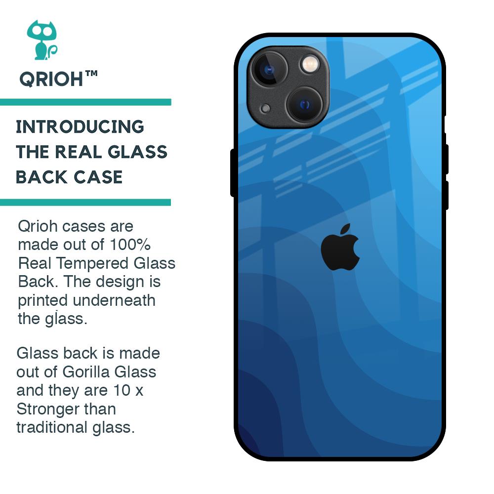 Blue Wave Abstract Glass Case for iPhone 13