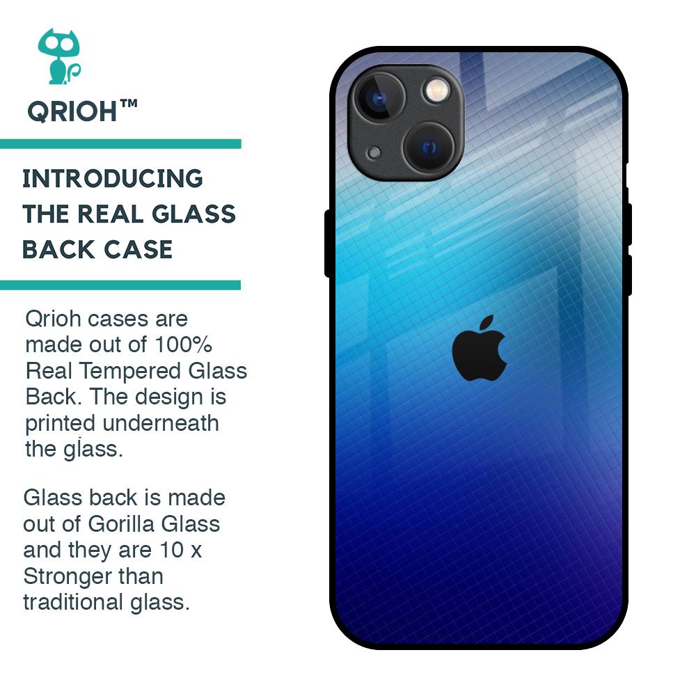 Blue Rhombus Pattern Glass Case for iPhone 13