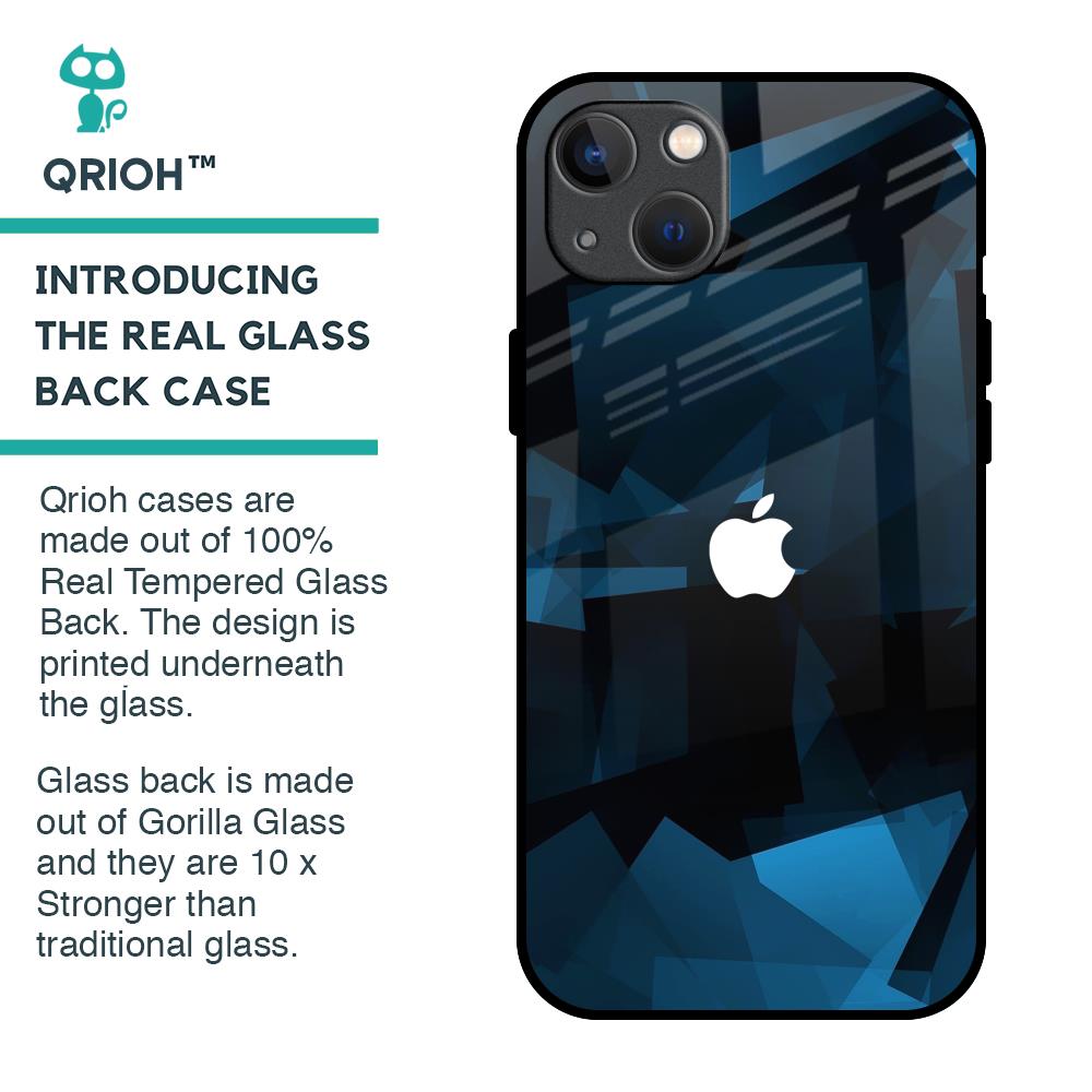 Polygonal Blue Box Glass Case For iPhone 13