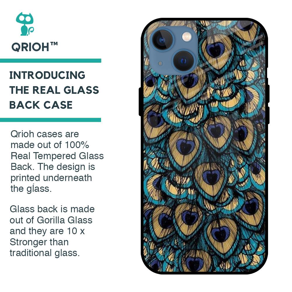 Peacock Feathers Glass case for iPhone 13