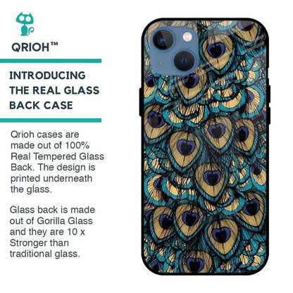 Peacock Feathers Glass case for iPhone 13