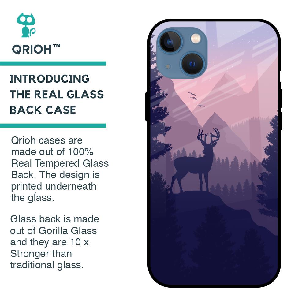 Deer In Night Glass Case For iPhone 13