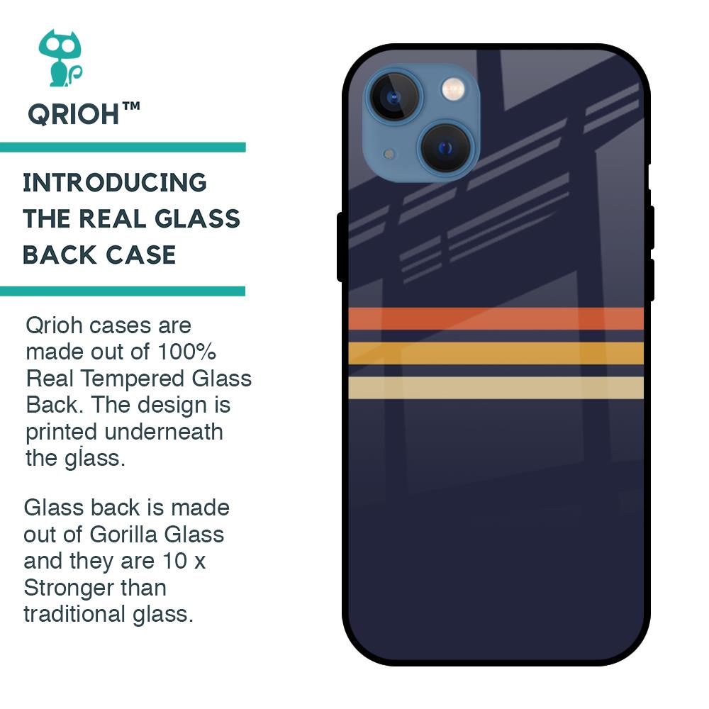 Tricolor Stripes Glass Case For iPhone 13