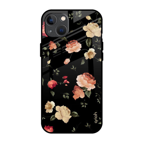 Black Spring Floral iPhone 13 mini Glass Back Cover Online