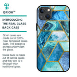 Turquoise Geometrical Marble Glass Case for iPhone 13 mini