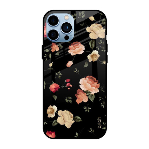 Black Spring Floral iPhone 13 Pro Glass Back Cover Online