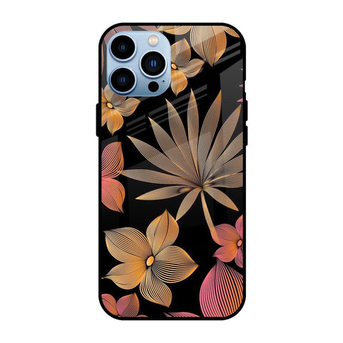 Lines Pattern Flowers iPhone 13 Pro Glass Back Cover Online
