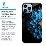 Half Blue Flower Glass Case for iPhone 13 Pro