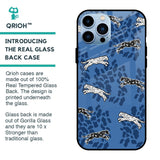 Blue Cheetah Glass Case for iPhone 13 Pro