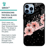 Floral Black Band Glass Case For iPhone 13 Pro