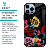Floral Decorative Glass Case For iPhone 13 Pro