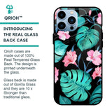 Tropical Leaves & Pink Flowers Glass case for iPhone 13 Pro