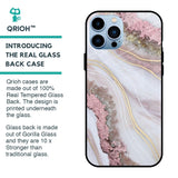 Pink & Gold Gllitter Marble Glass Case for iPhone 13 Pro