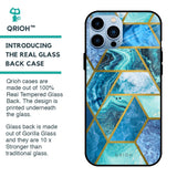 Turquoise Geometrical Marble Glass Case for iPhone 13 Pro