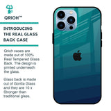 Green Triangle Pattern Glass Case for iPhone 13 Pro