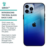 Blue Rhombus Pattern Glass Case for iPhone 13 Pro