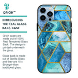 Turquoise Geometrical Marble Glass Case for iPhone 13 Pro Max