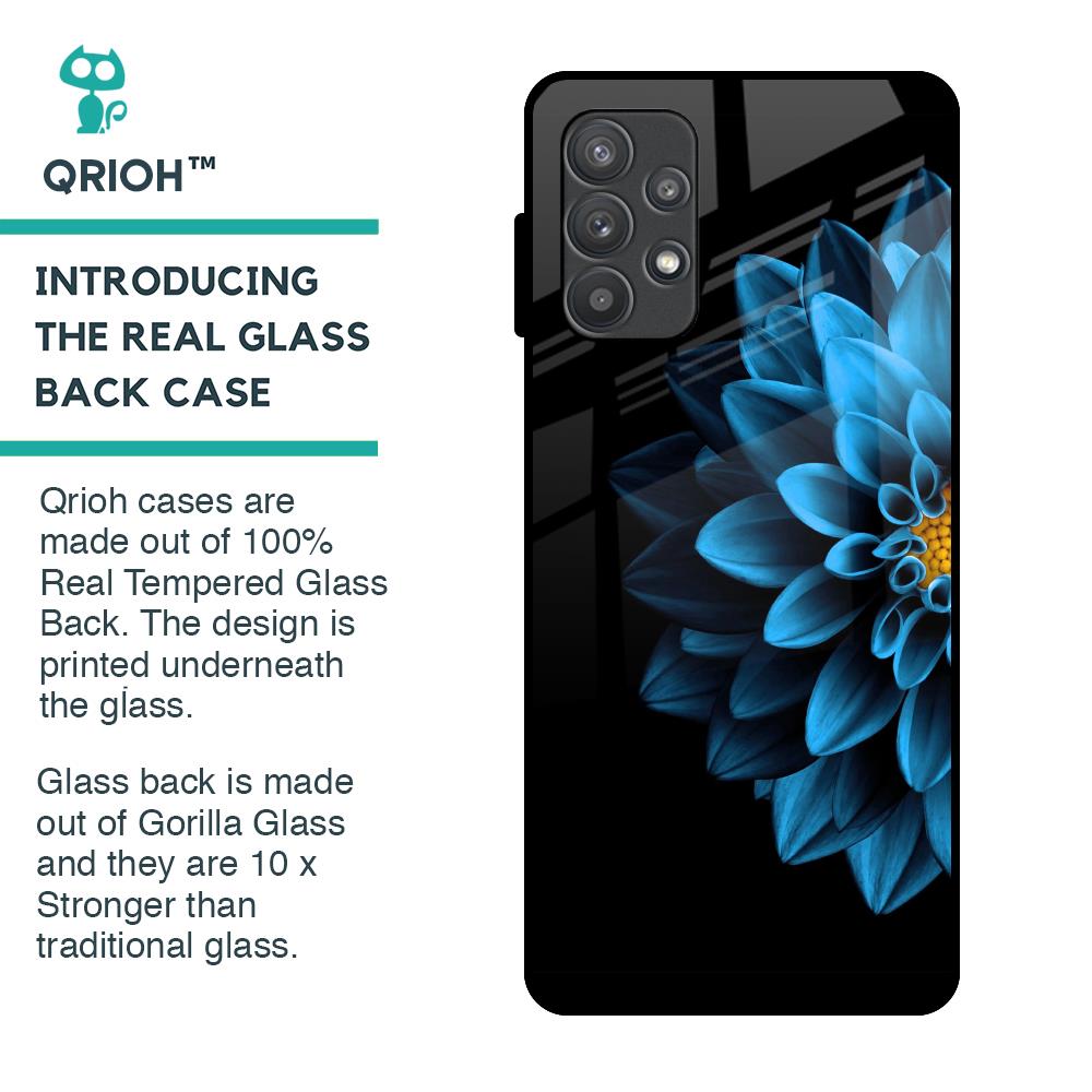 Half Blue Flower Glass Case for Samsung Galaxy A52s 5G