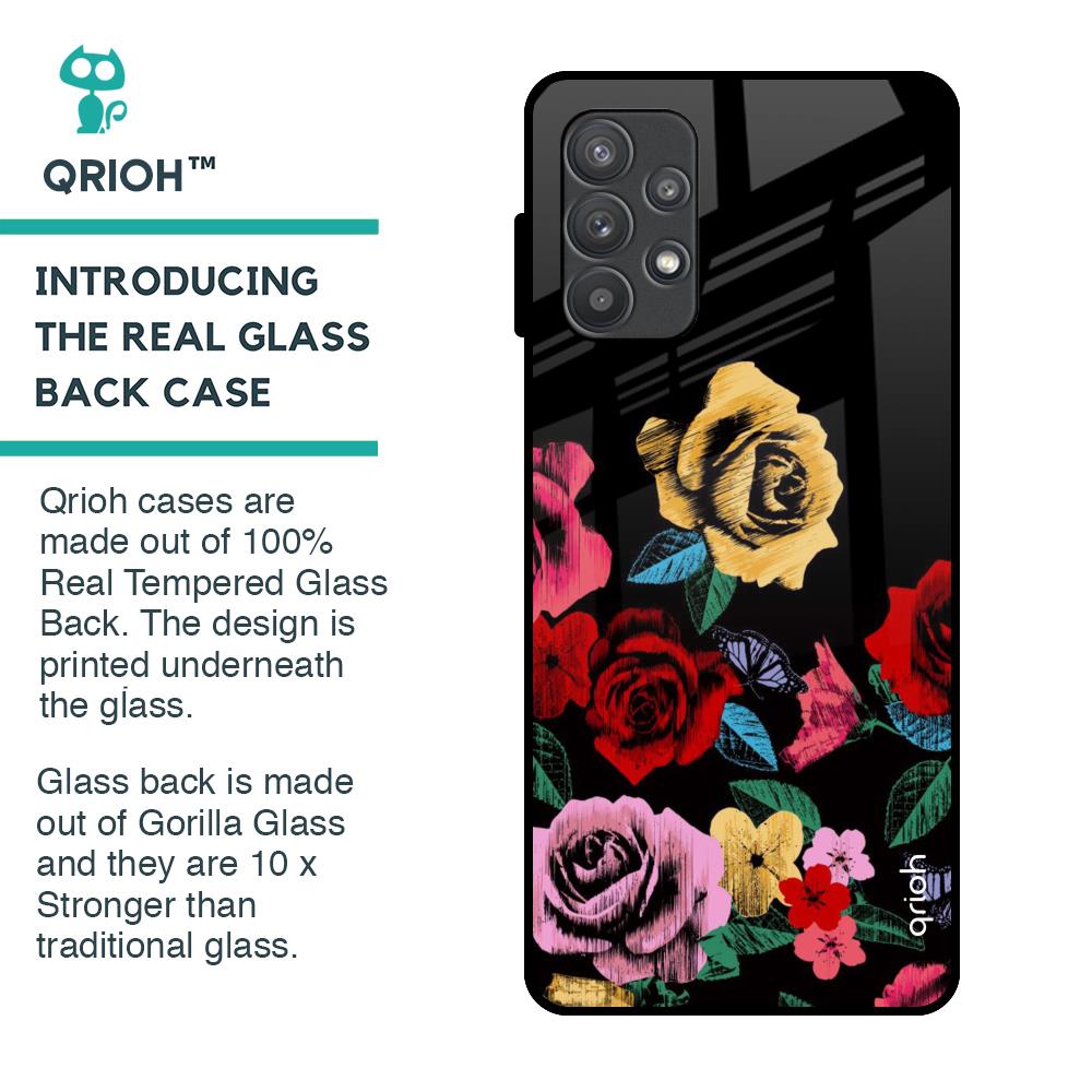 Floral Decorative Glass Case For Samsung Galaxy A52s 5G