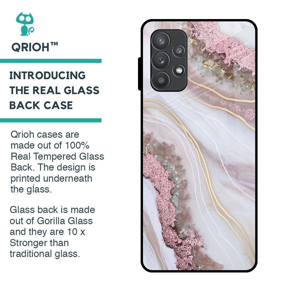 Pink & Gold Gllitter Marble Glass Case for Samsung Galaxy A52s 5G