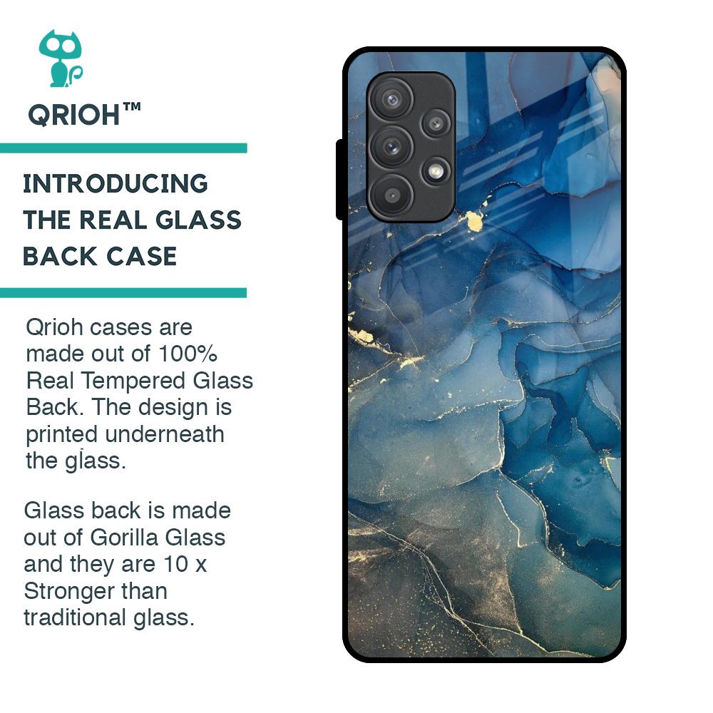 Blue Cool Marble Glass Case for Samsung Galaxy A52s 5G