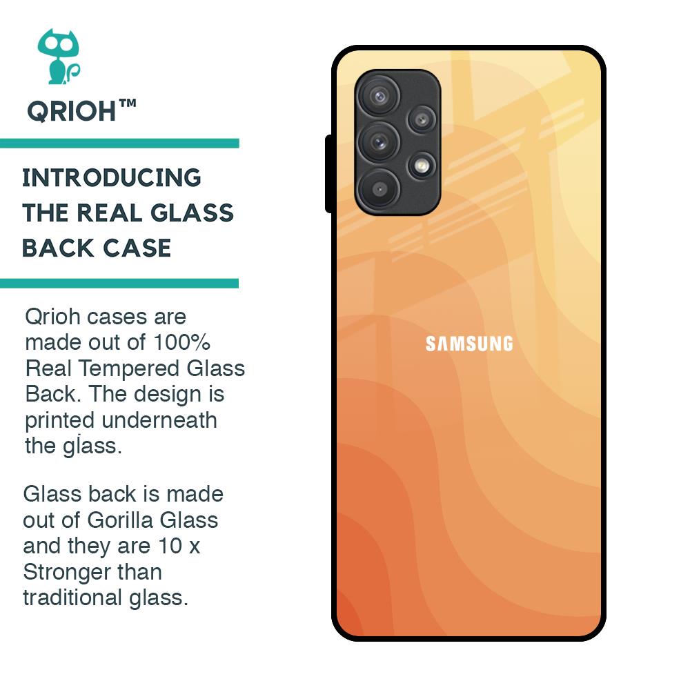 Orange Curve Pattern Glass Case for Samsung Galaxy A52s 5G