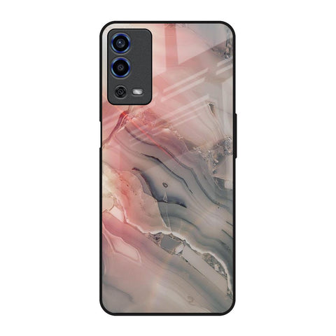 Pink And Grey Marble Oppo A55 Glass Back Cover Online