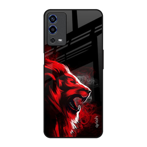 Red Angry Lion Oppo A55 Glass Back Cover Online