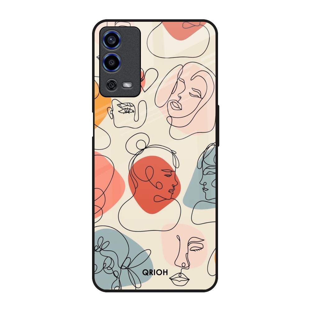 Abstract Faces Oppo A55 Glass Back Cover Online
