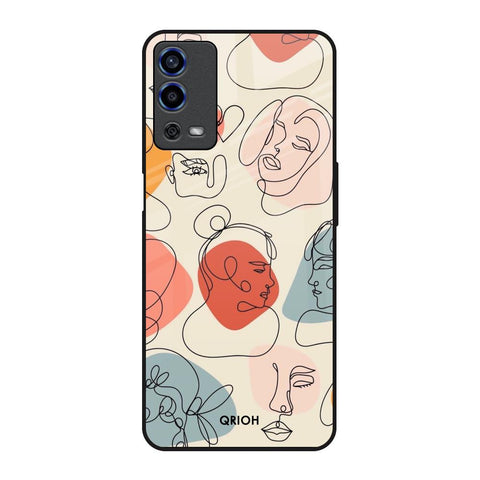 Abstract Faces Oppo A55 Glass Back Cover Online