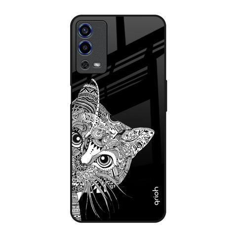 Kitten Mandala Oppo A55 Glass Back Cover Online