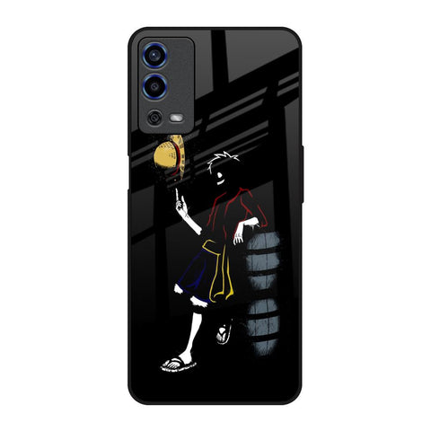 Luffy Line Art Oppo A55 Glass Back Cover Online