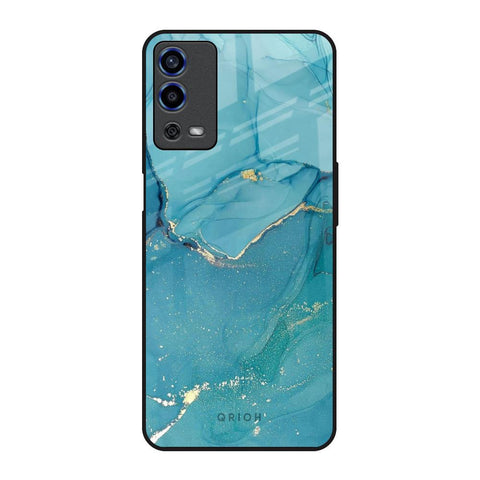 Blue Golden Glitter Oppo A55 Glass Back Cover Online