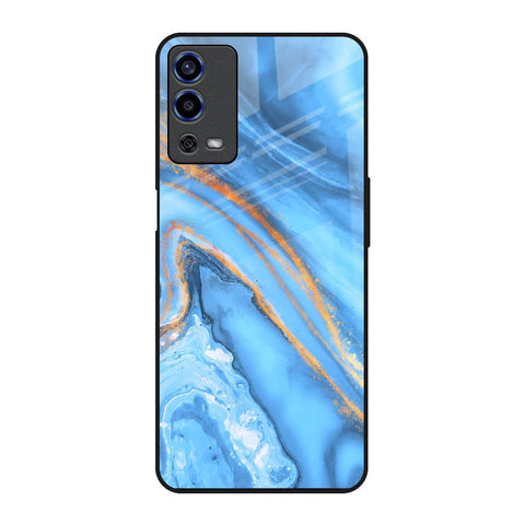 Vibrant Blue Marble Oppo A55 Glass Back Cover Online