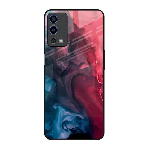 Blue & Red Smoke Oppo A55 Glass Back Cover Online