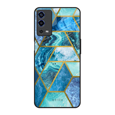 Turquoise Geometrical Marble Oppo A55 Glass Back Cover Online