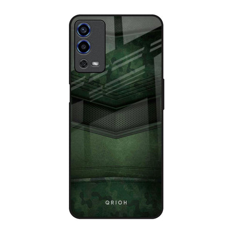 Green Leather Oppo A55 Glass Back Cover Online