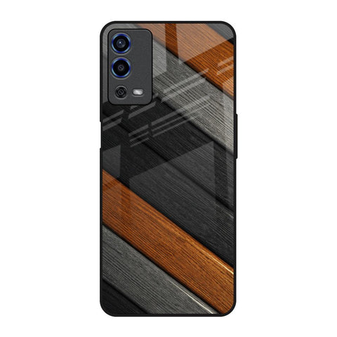 Tri Color Wood Oppo A55 Glass Back Cover Online