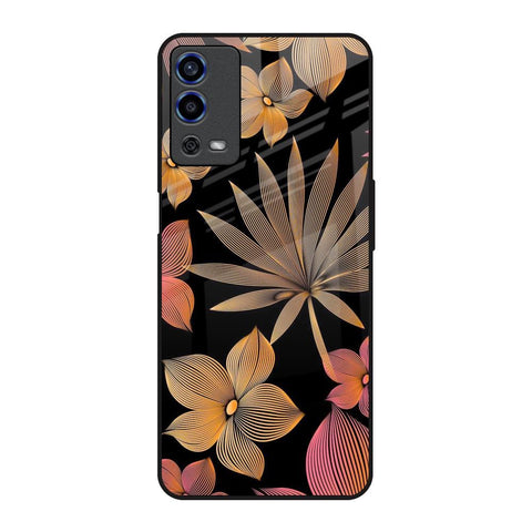 Lines Pattern Flowers Oppo A55 Glass Back Cover Online
